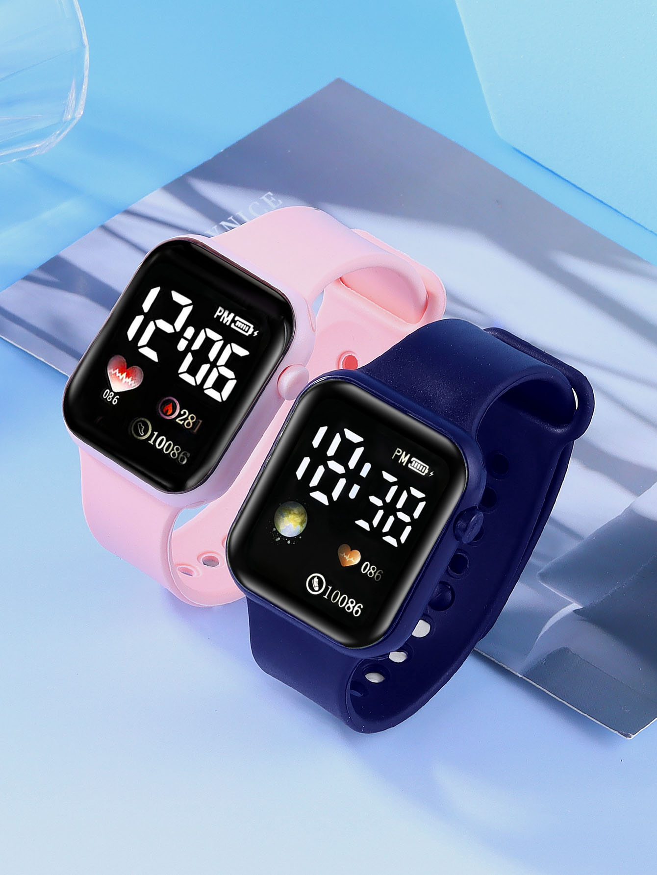Smartwatch Watches For Girls - LED Silicone Square Electronic Watch Heart