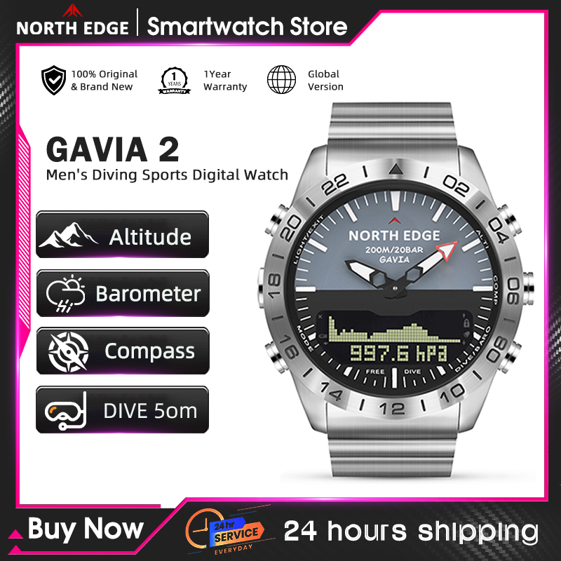 NORTH EDGE Mens Dive Watch Mil - Altimeter Compass Watch ulasan dan harga