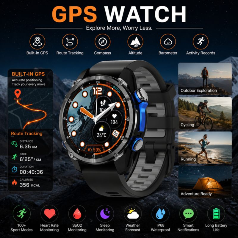 HD350 Pro Military Grade AGPS  - Altimeter Compass Watch ulasan dan harga