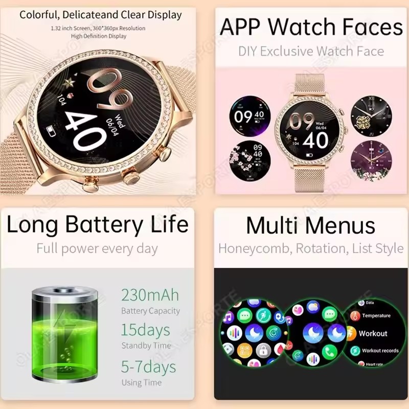 Elegant Ladies' Smartwatch Blu - Watches Ladies Smartwatch ulasan dan harga